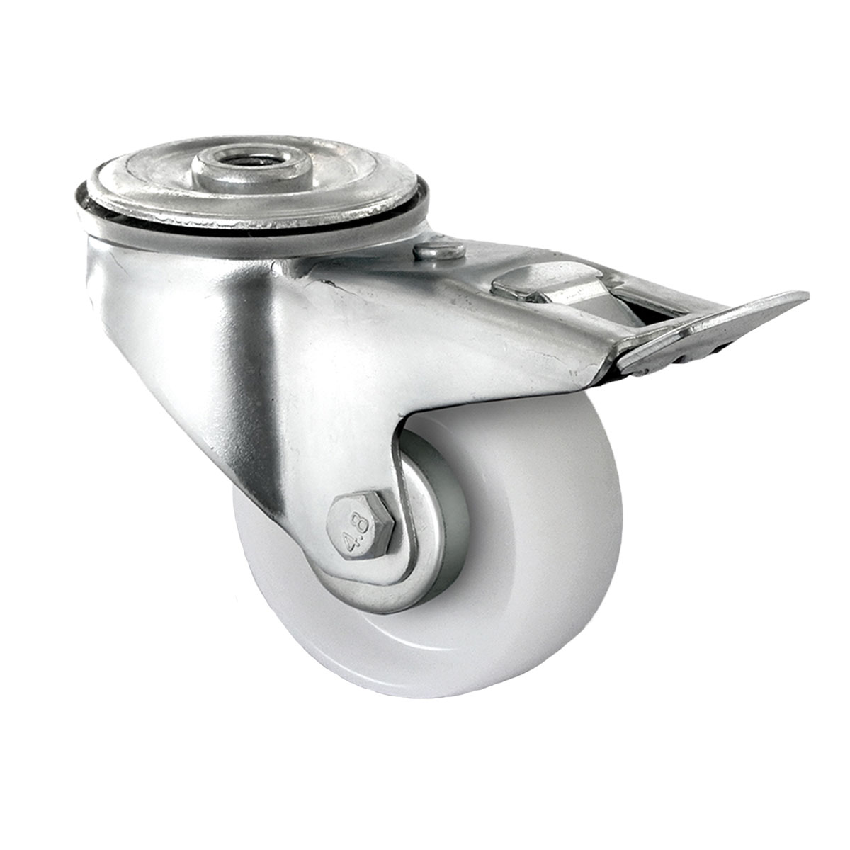 bolt hole swivel castor with total brake d 80 mm series N0N0 roller bearing