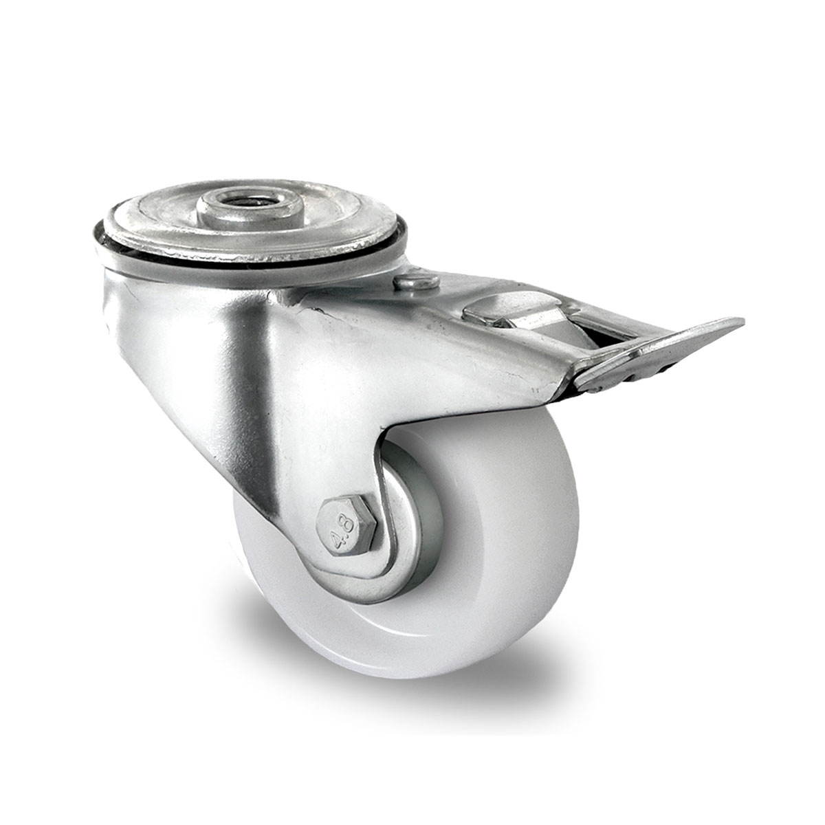 bolt hole swivel castor with total brake d 80 mm series P0P0 roller bearing