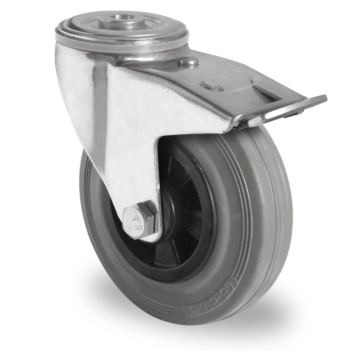 bolt hole swivel castor with total brake d 125 mm series P4R2 roller bearing