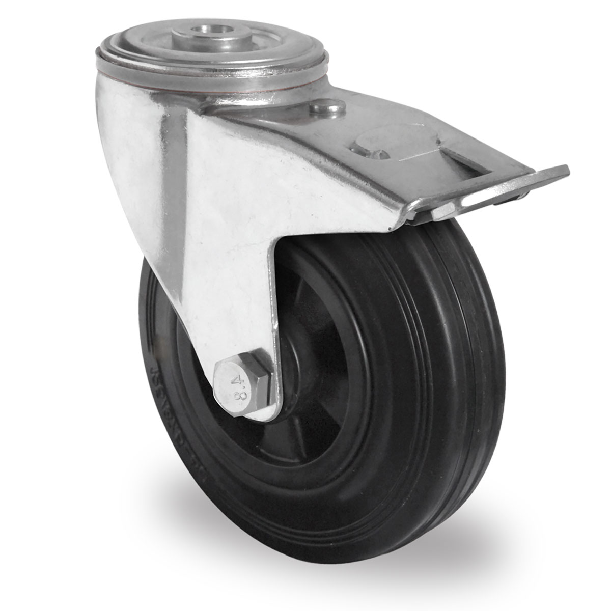 bolt hole swivel castor with total brake d 125 mm series P4S4 roller bearing