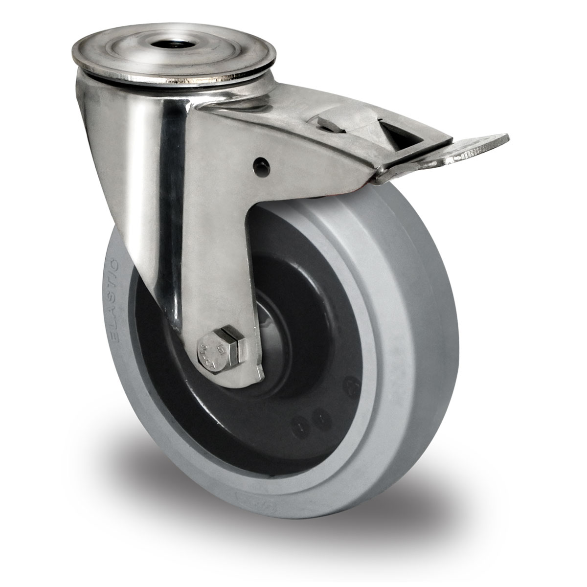 bolt hole swivel castor with total brake d 100 mm series R4E2 ball bearing stainless steel