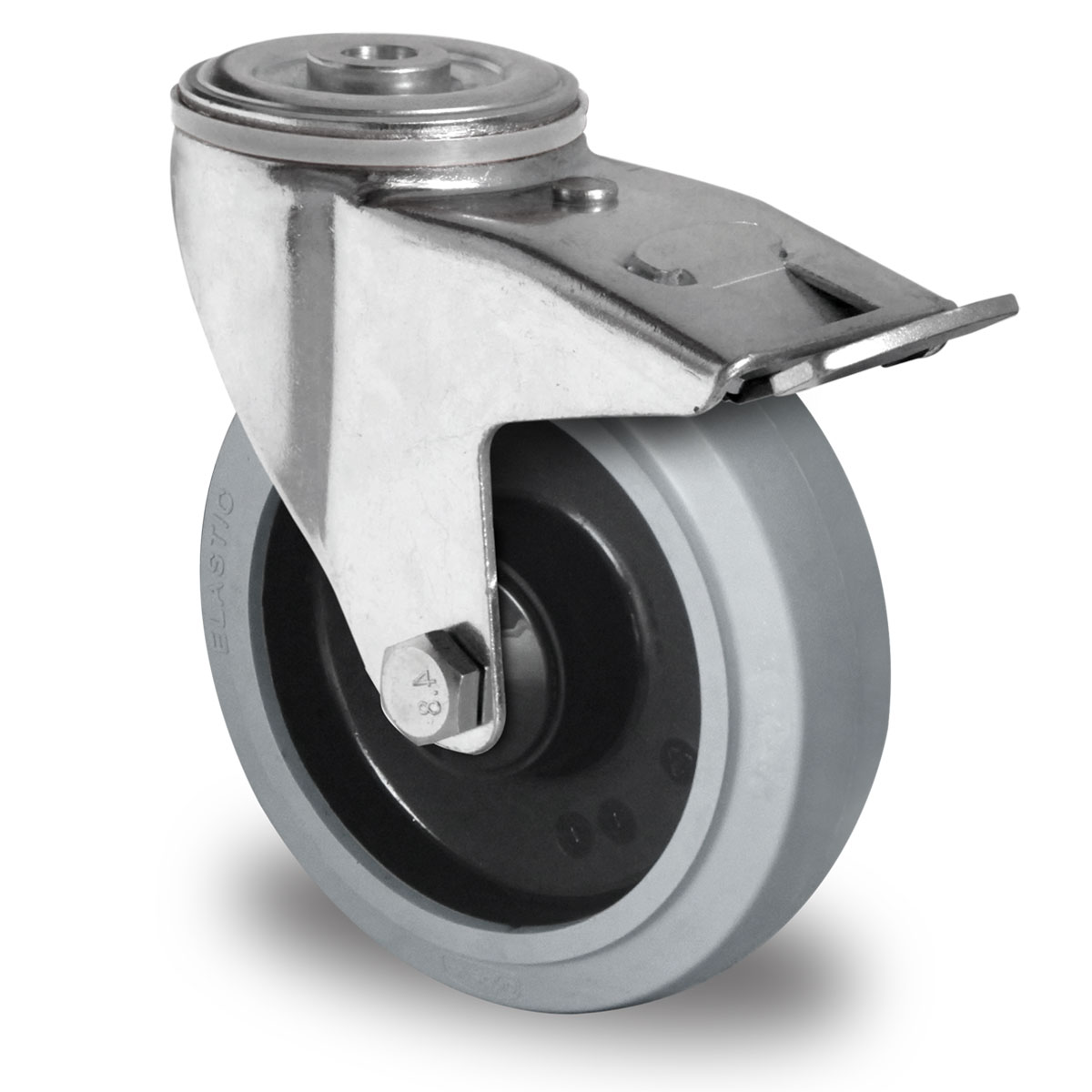 bolt hole swivel castor with total brake d 125 mm series R4E2 ball bearing