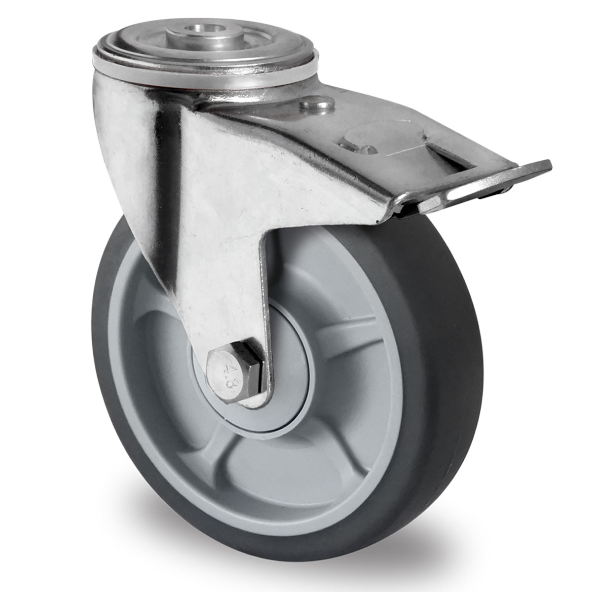 bolt hole swivel castor with total brake d 200 mm series P2G2 ball bearing