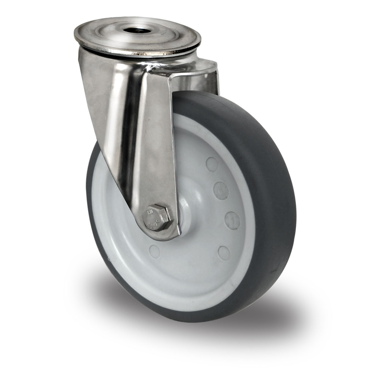 Bolzenloch-Lenkrolle d 100 mm Serie P2W2 Gleitlager Edelstahl