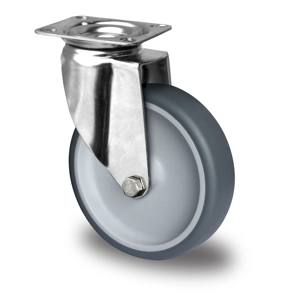 swivel castor d 100 mm series P2T2 plain bearing stainless steel