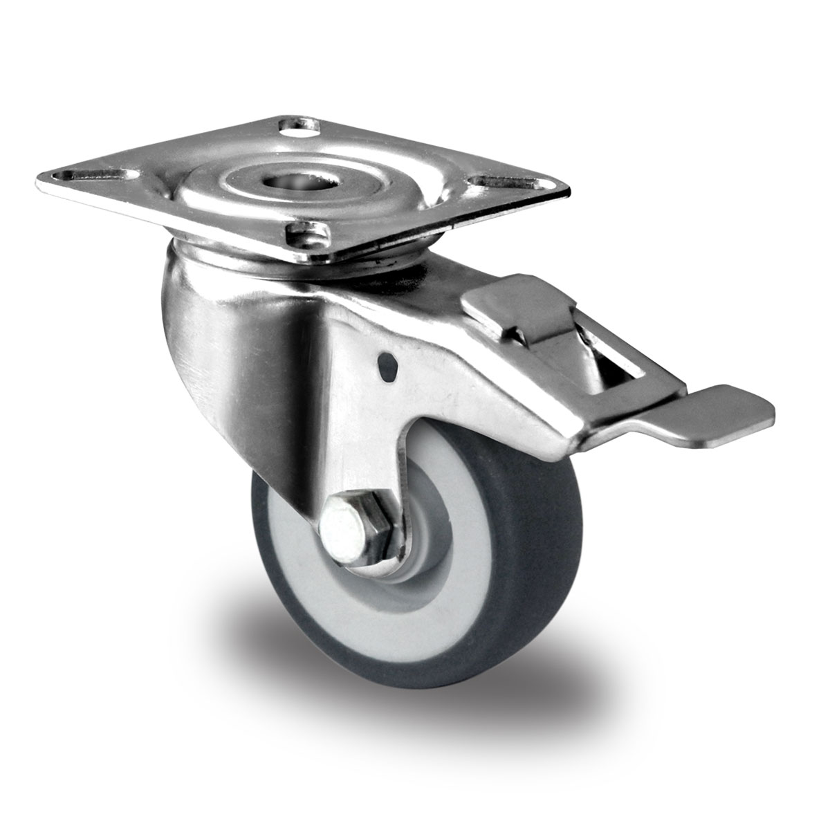 swivel castor with total brake d 50 mm series P2T2 plain bearing stainless steel