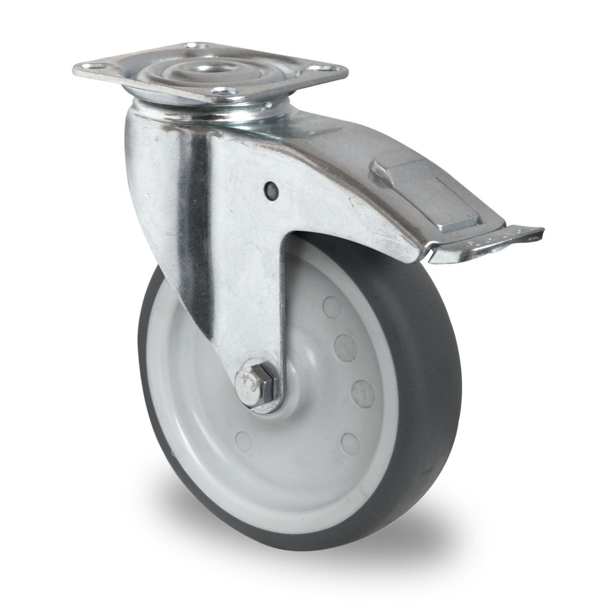 swivel castor with total brake d 150 mm series P2T2 plain bearing