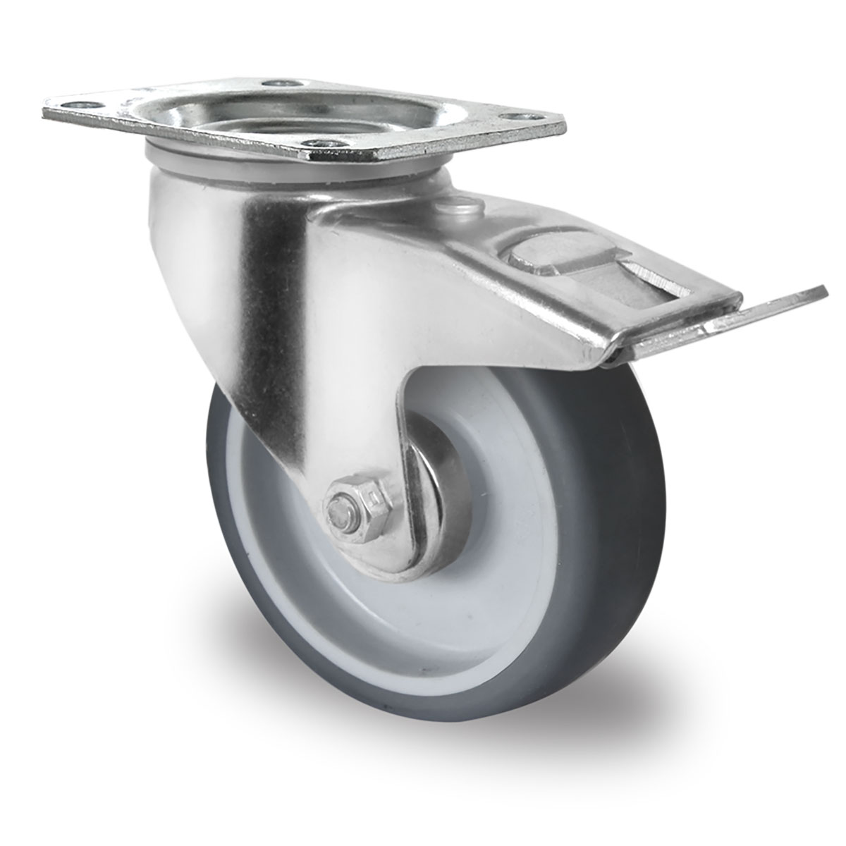 swivel castor with total brake d 80 mm series P2W2 roller bearing