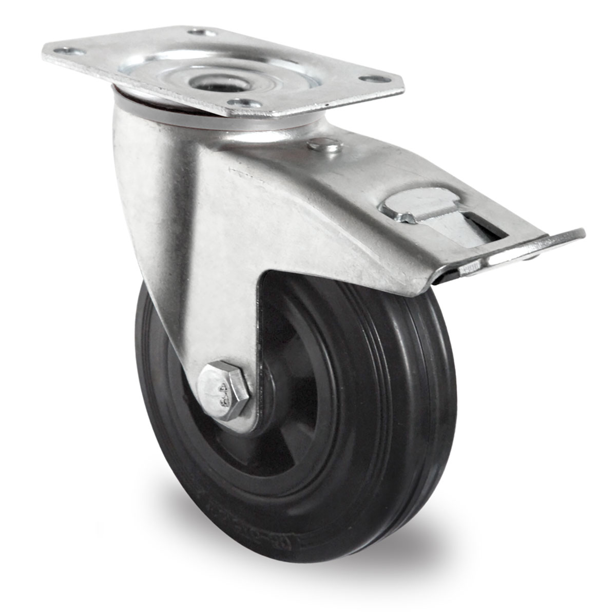 swivel castor with total brake d 80 mm series P4S4 roller bearing