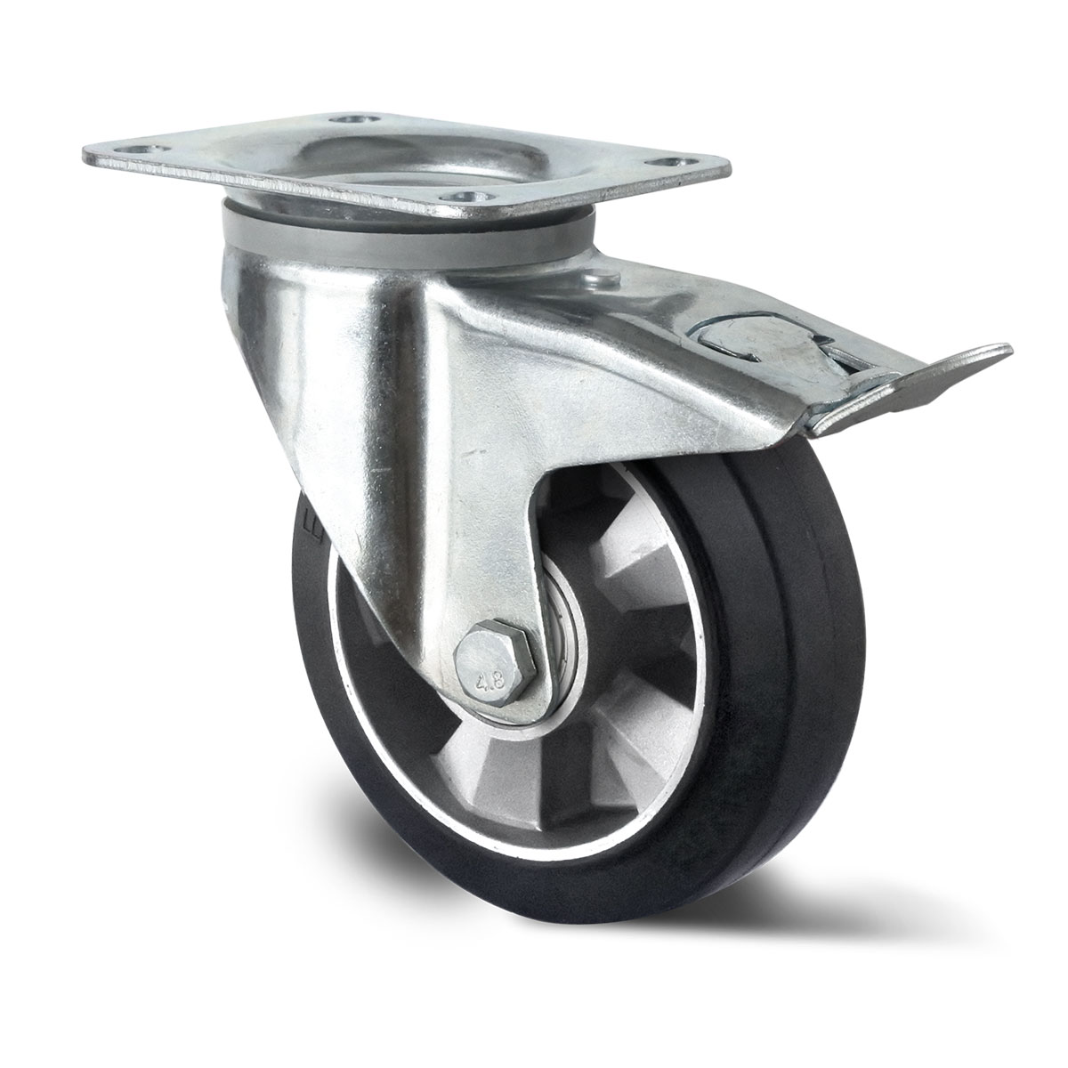 drejeligt hjul med totalbremse d 160 mm serie BAF4 dobbelt kugleleje