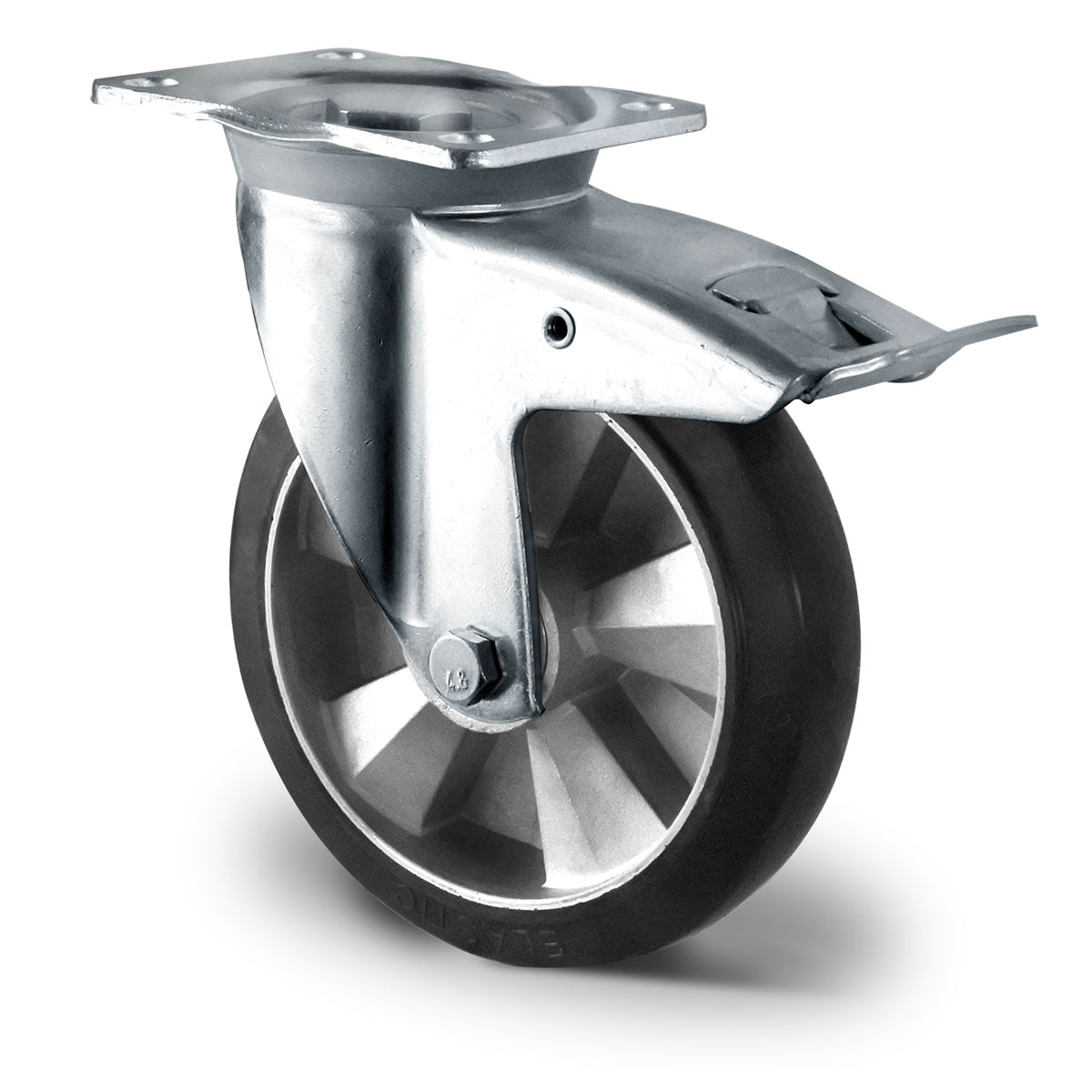 drejeligt hjul med totalbremse d 160 mm serie BAF4 dobbelt kugleleje