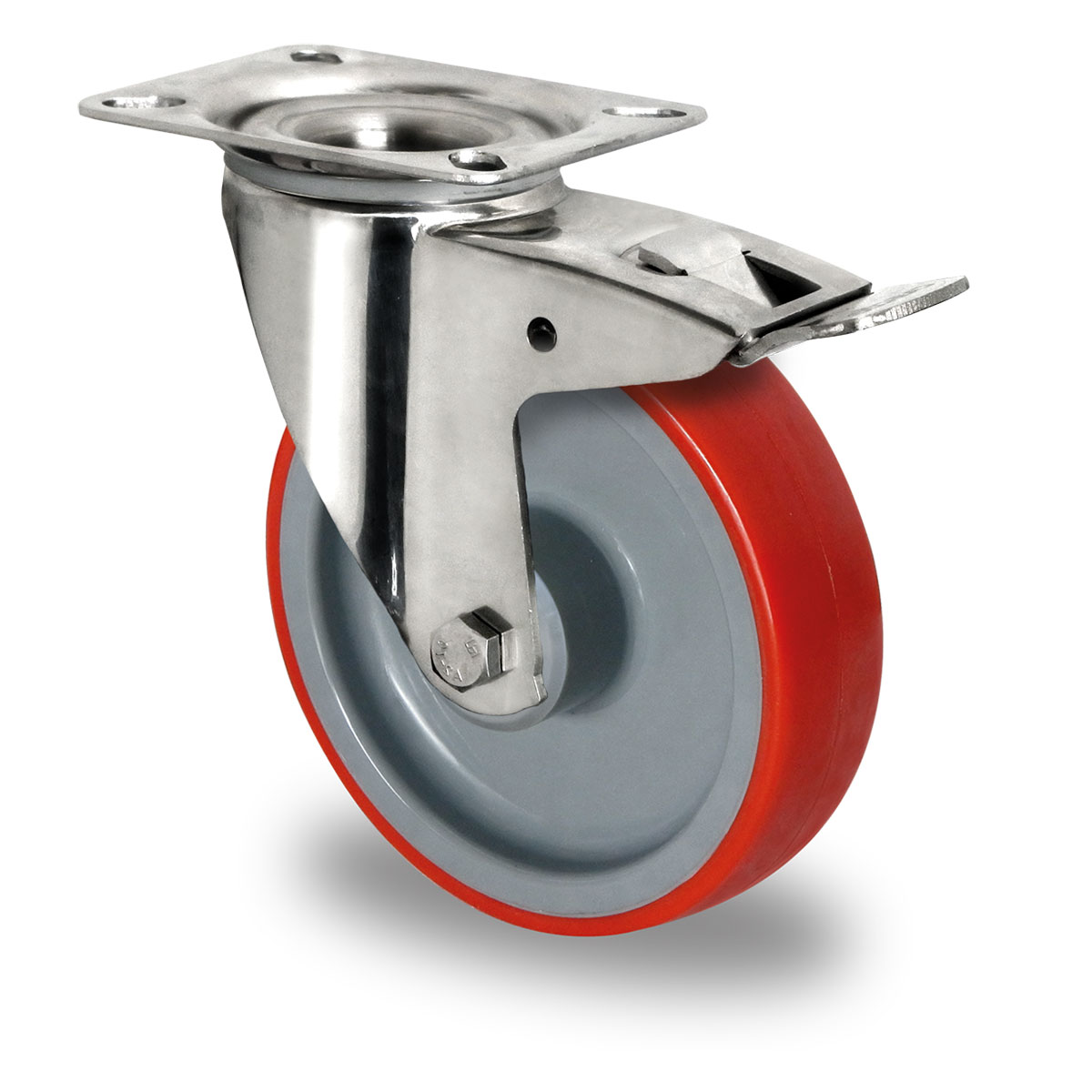 swivel castor with total brake d 160 mm series N2U6 plain bearing stainless steel