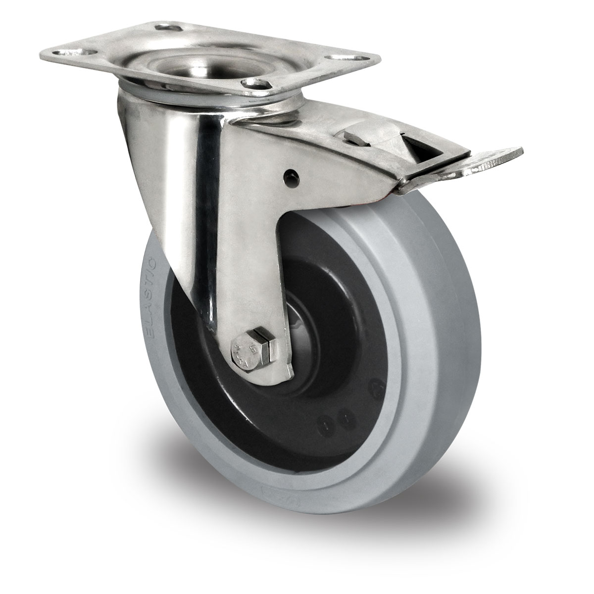 swivel castor with total brake d 160 mm series R4E2 ball bearing stainless steel