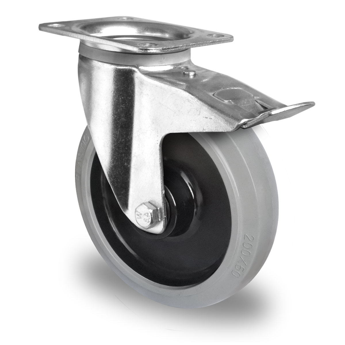 swivel castor with total brake d 200 mm series R4E2 double ball bearing